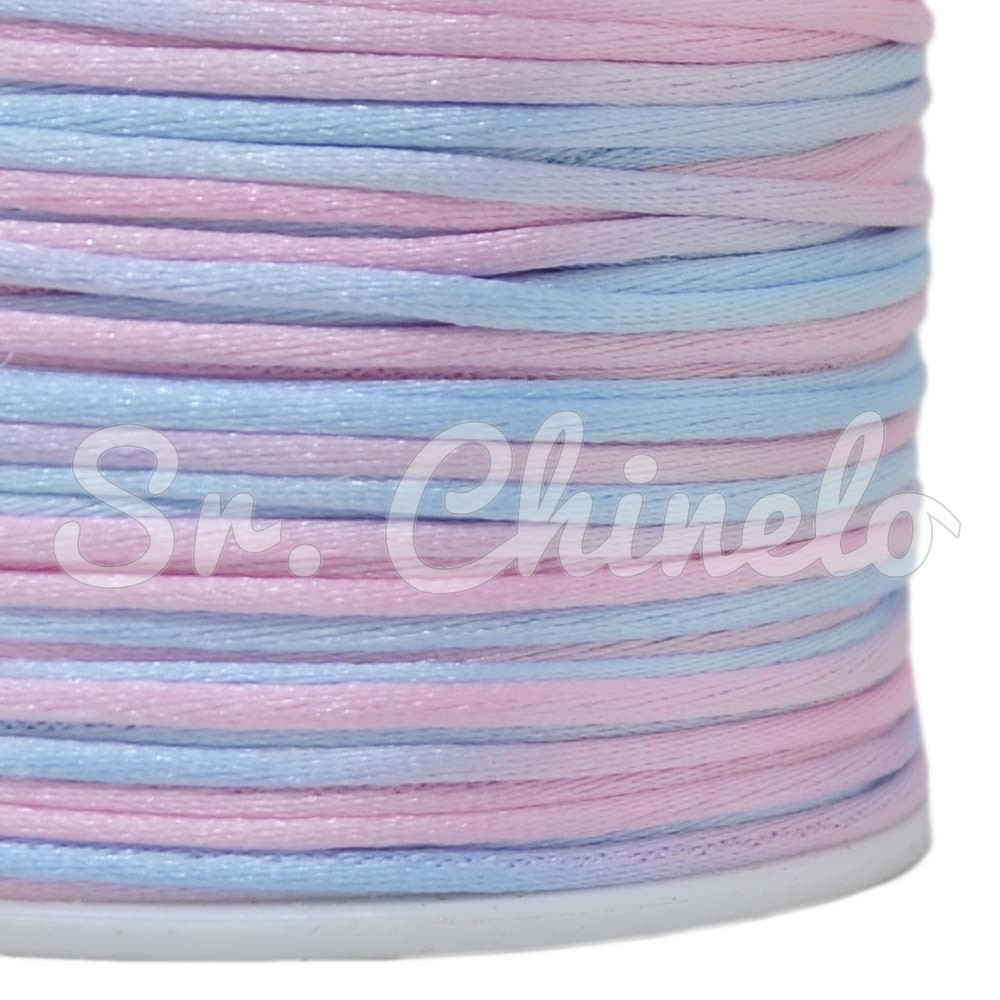 Fio de Seda, 1mm, Rosa Bebê/Azul Bebê