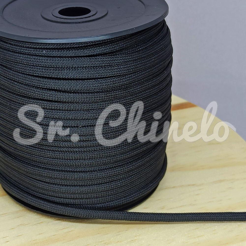 Cordão de Poliéster, 4mm, Preto