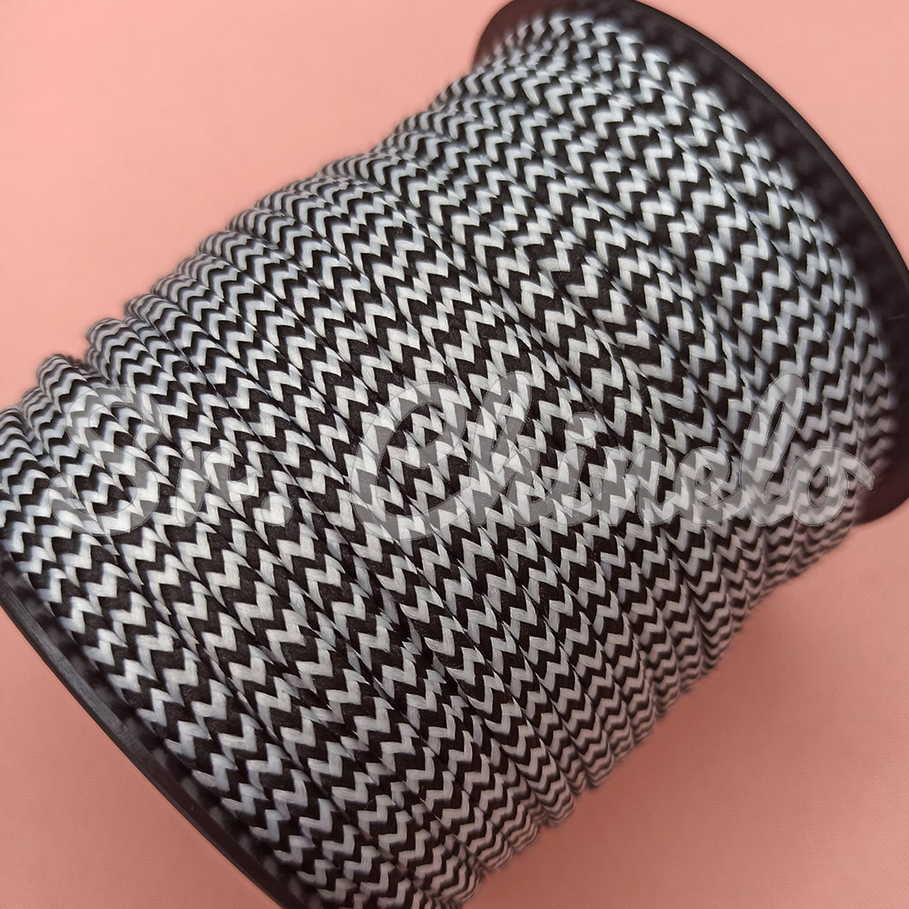 Cordão de Poliéster, Zigzag, 4mm, Preto