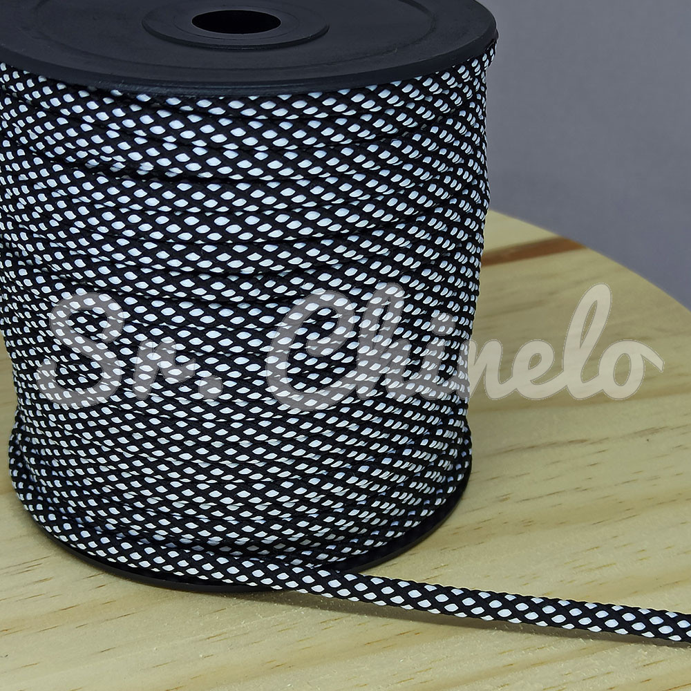 Cordão de Poliéster, Balão, 4mm, Preto