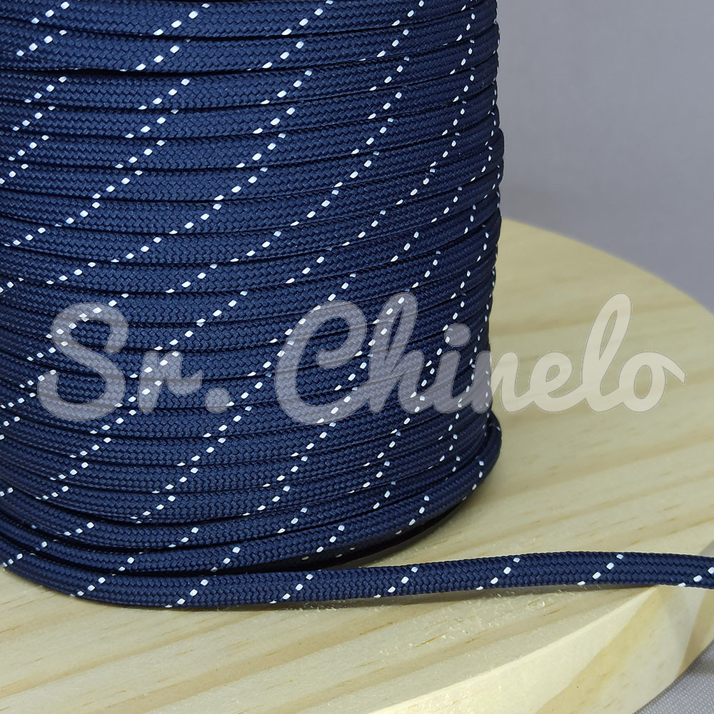 Cordão de Poliéster, Pontilhado, 4mm, Marinho