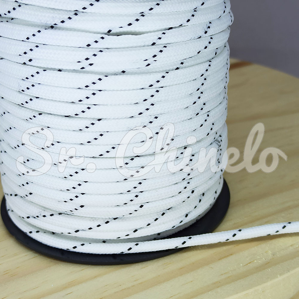 Cordão de Poliéster, Pontilhado, 4mm, Branco