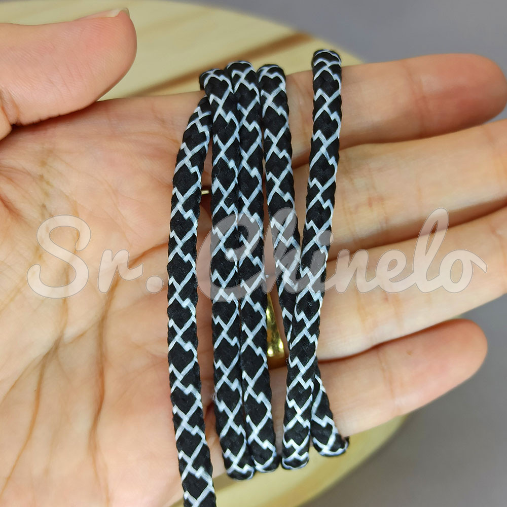 Cordão de Poliéster, Teia de Aranha, 4mm, Preto
