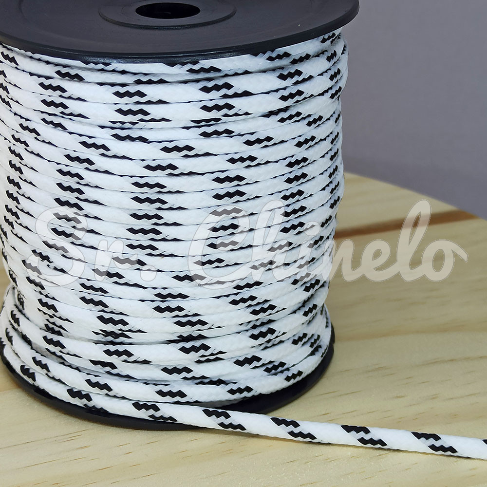 Cordão de Poliéster, Filete, 4mm, Branco