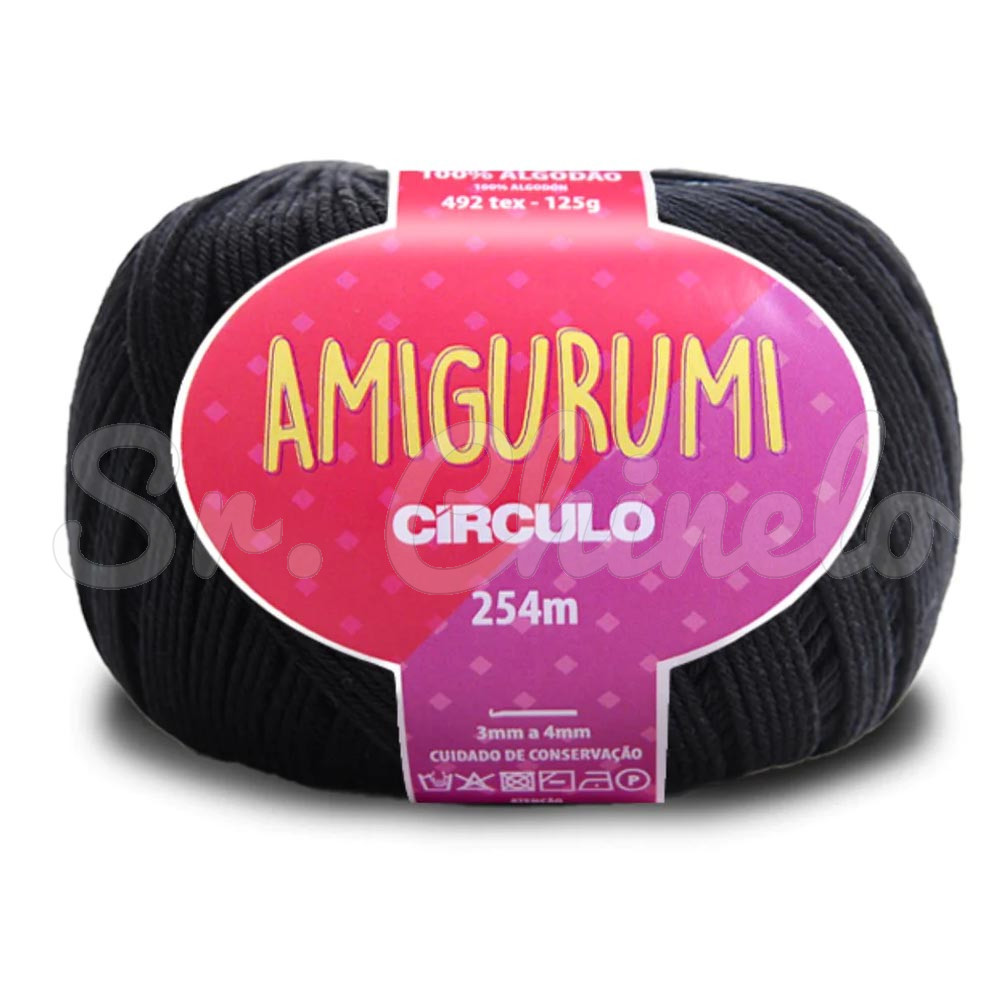 Fio Linha para Crochê, Círculo, Amigurumi, Preto