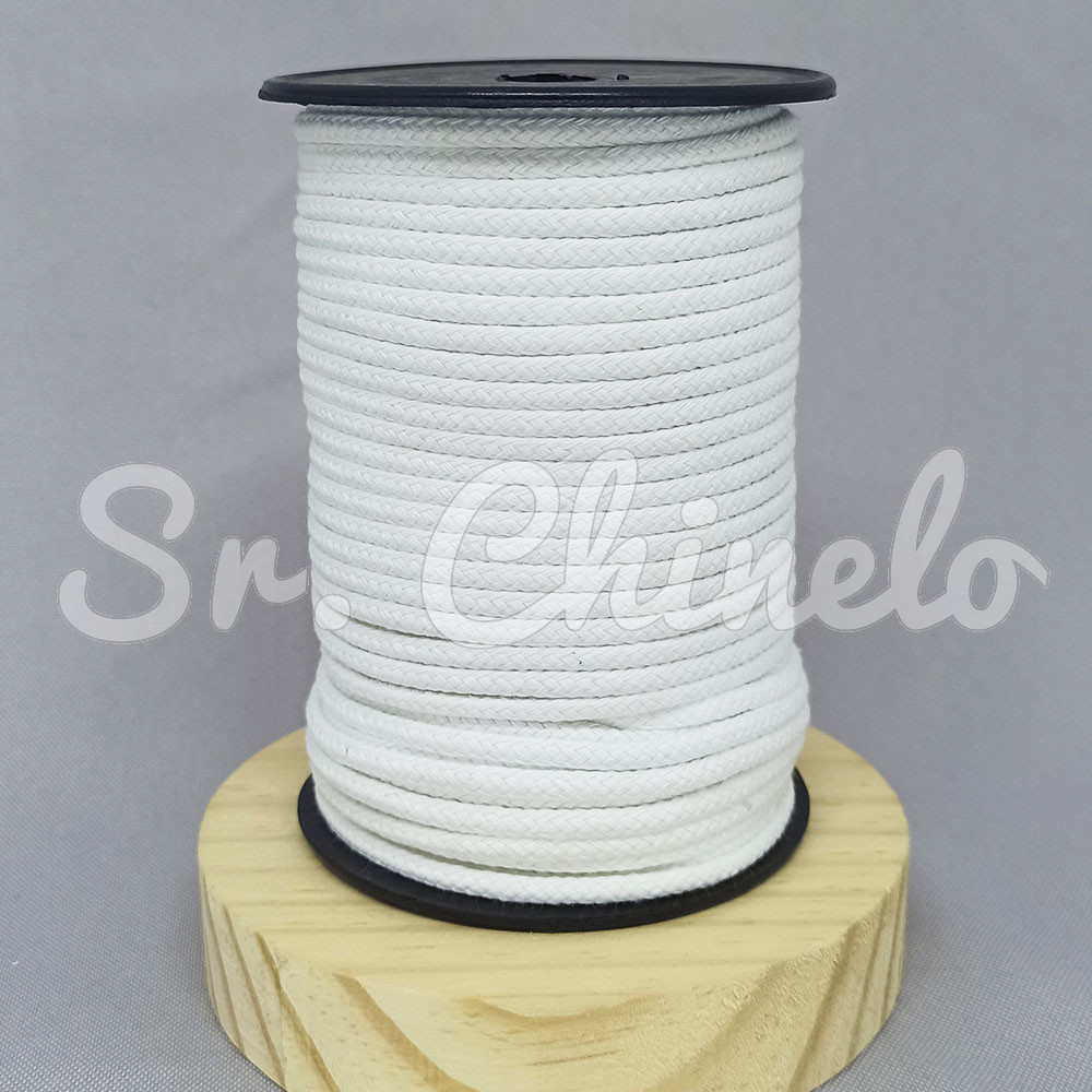 Cordão de Algodão, 3mm, Branco