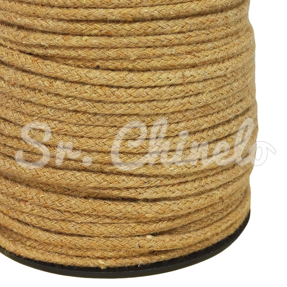 Cordão de Algodão, 3mm, Bege Caqui