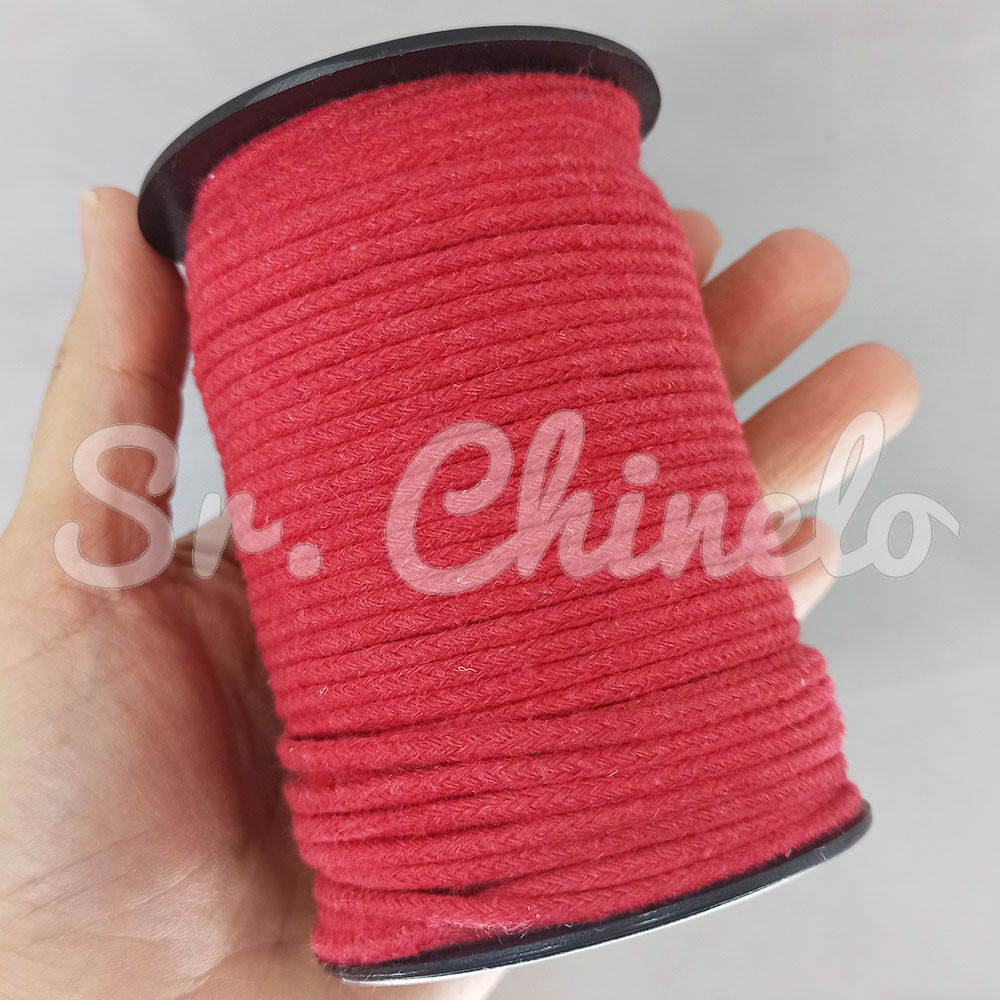 Cordão de Algodão, 3mm, Vermelho