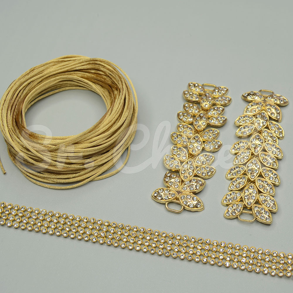 Kit Cabedal Folhas, Dourado