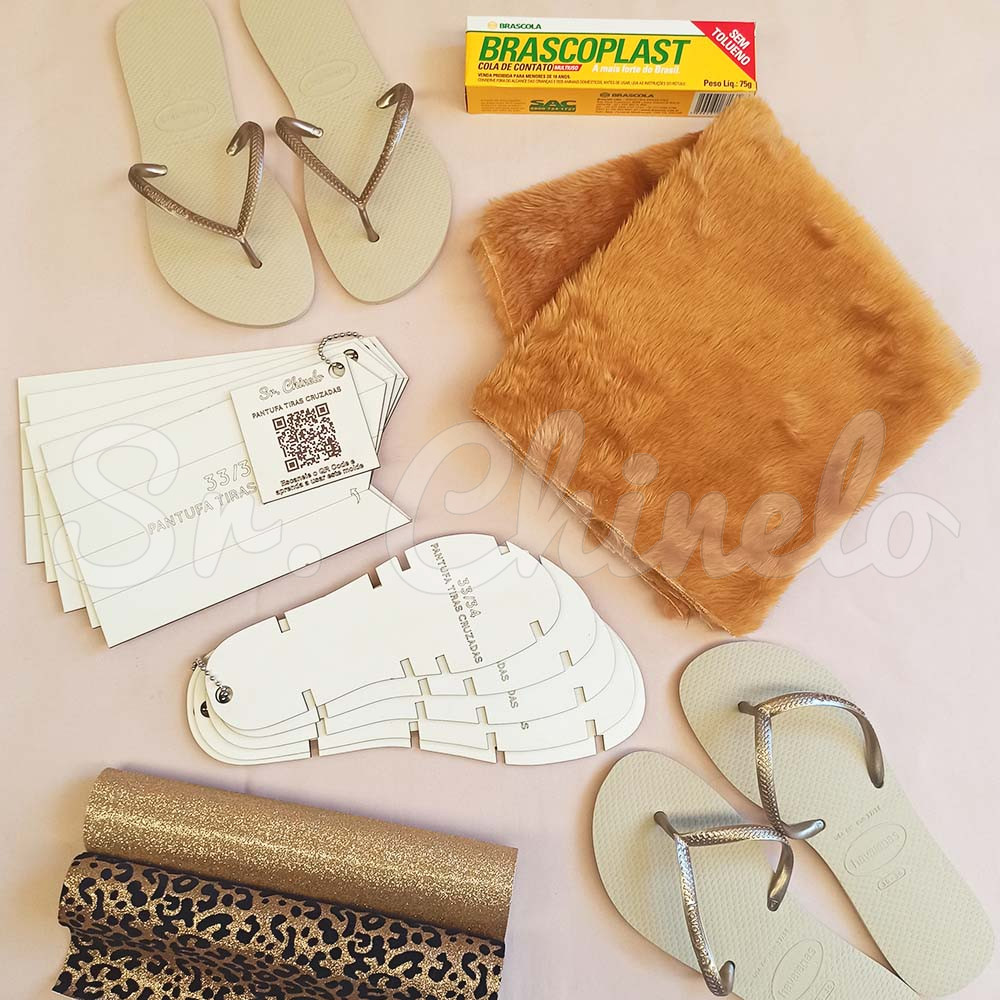 Kit Pantufa Tiras Cruzadas