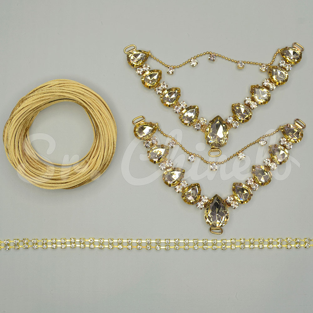 Kit Cabedal Carol, Amarelo Dourado
