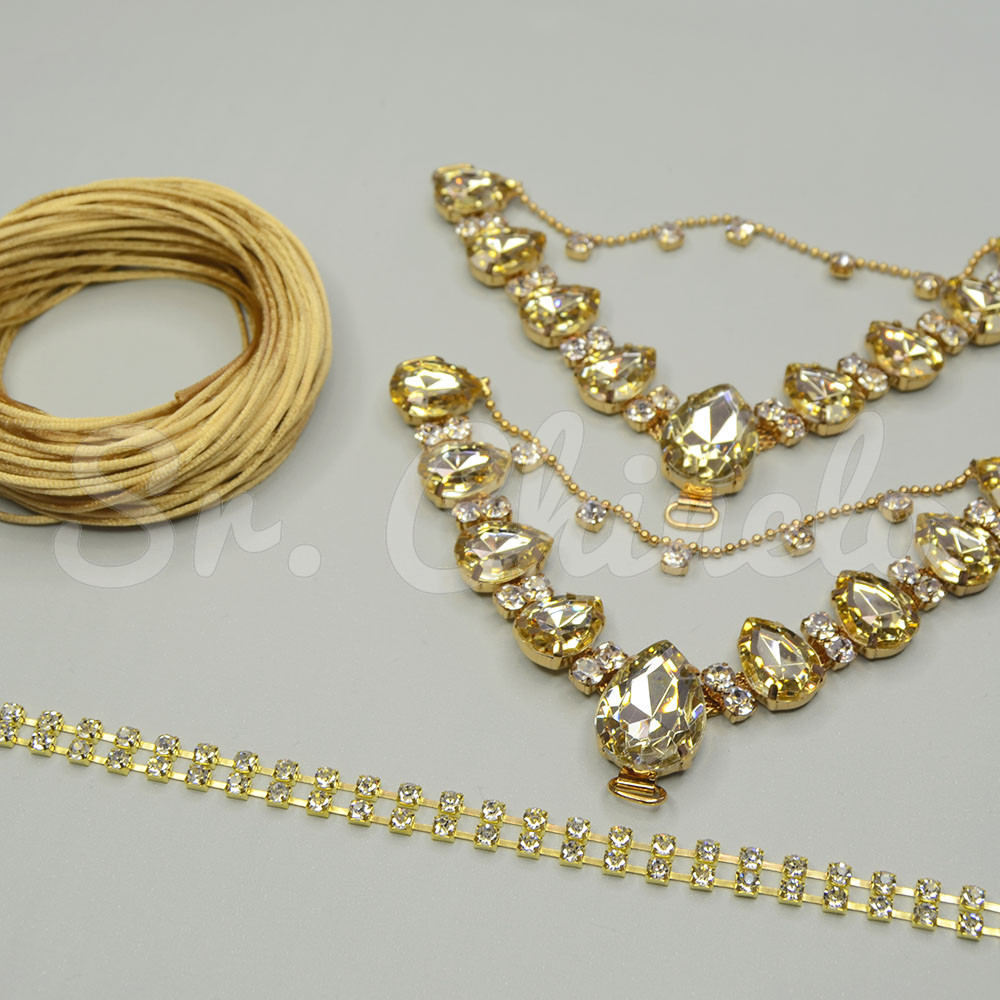 Kit Cabedal Carol, Amarelo Dourado