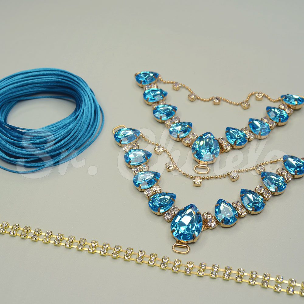Kit Cabedal Carol, Azul Tiffany