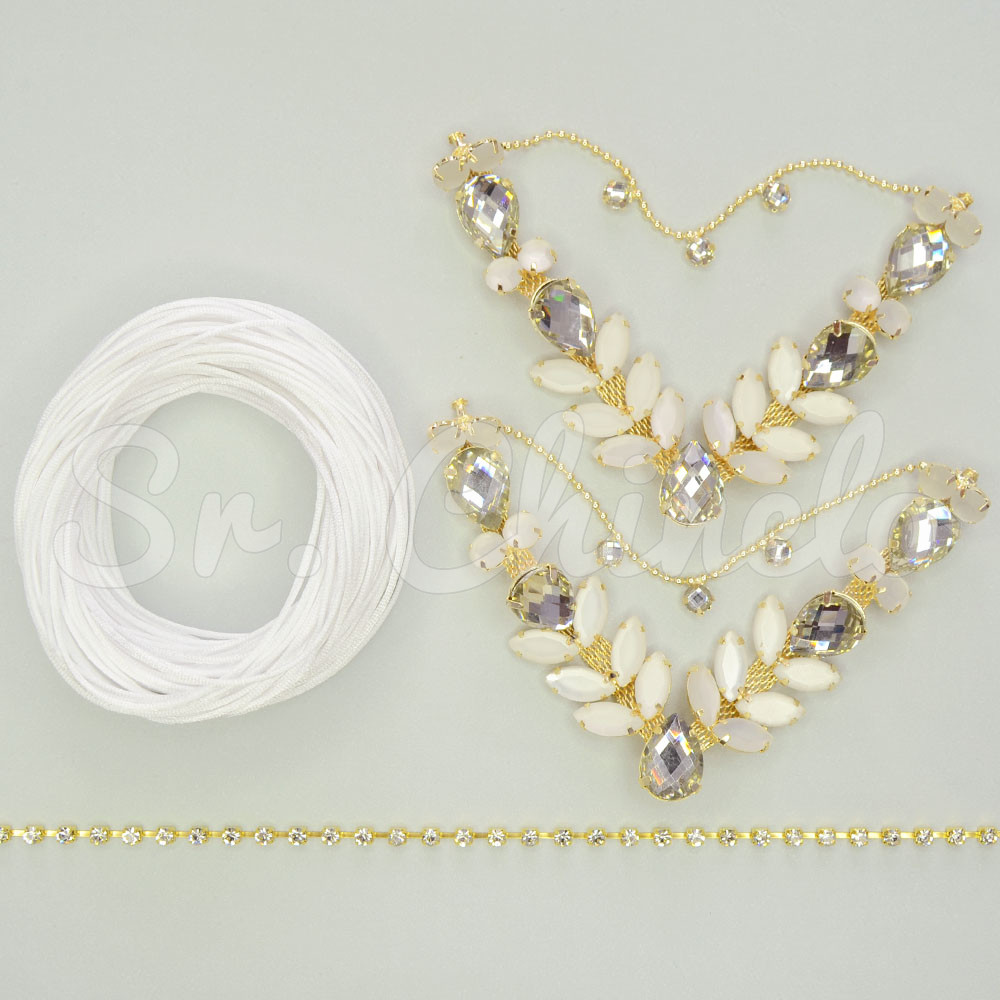 Kit Cabedal Sirena, Banhado, Branco