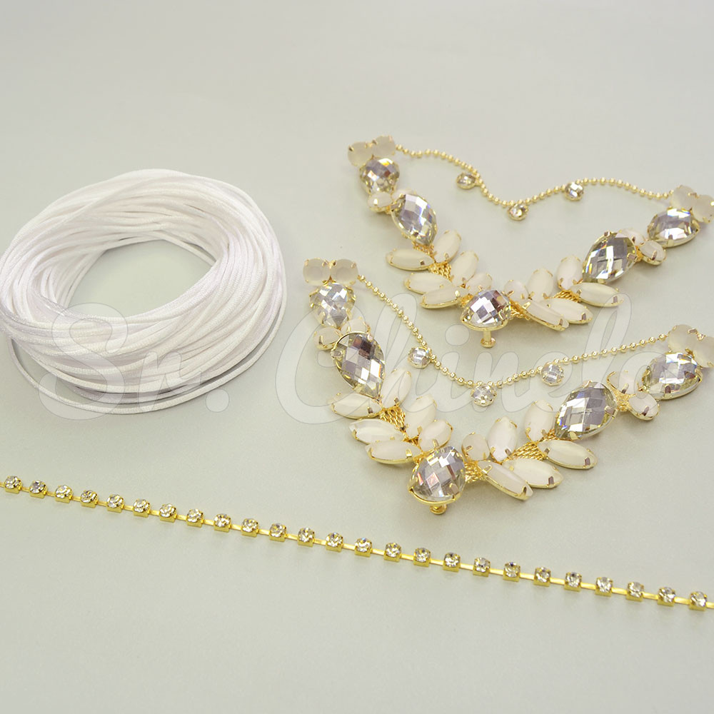 Kit Cabedal Sirena, Banhado, Branco