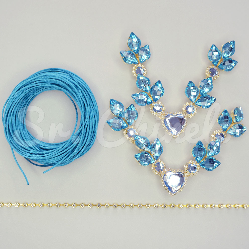 Kit Cabedal Elis, Banhado, Azul Tiffany