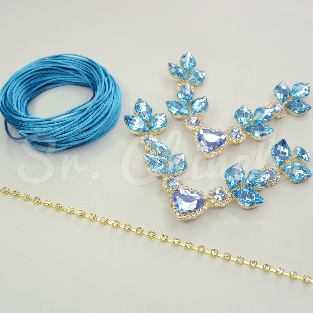 Kit Cabedal Elis, Banhado, Azul Tiffany
