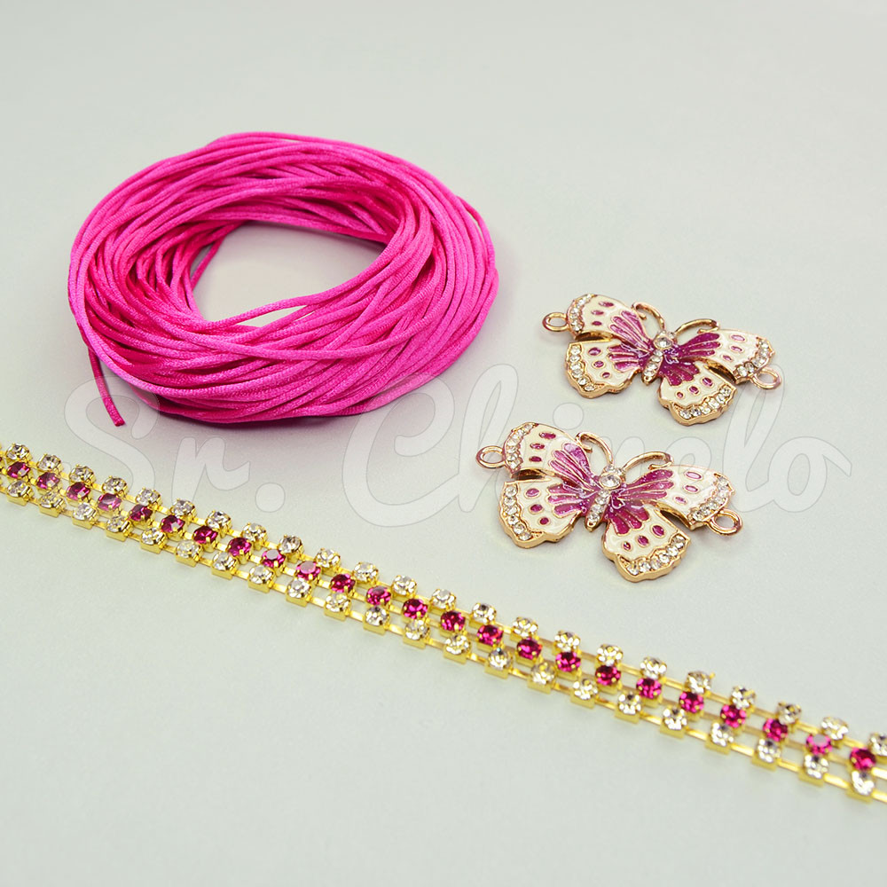 Kit Piercing Borboleta, Rosa