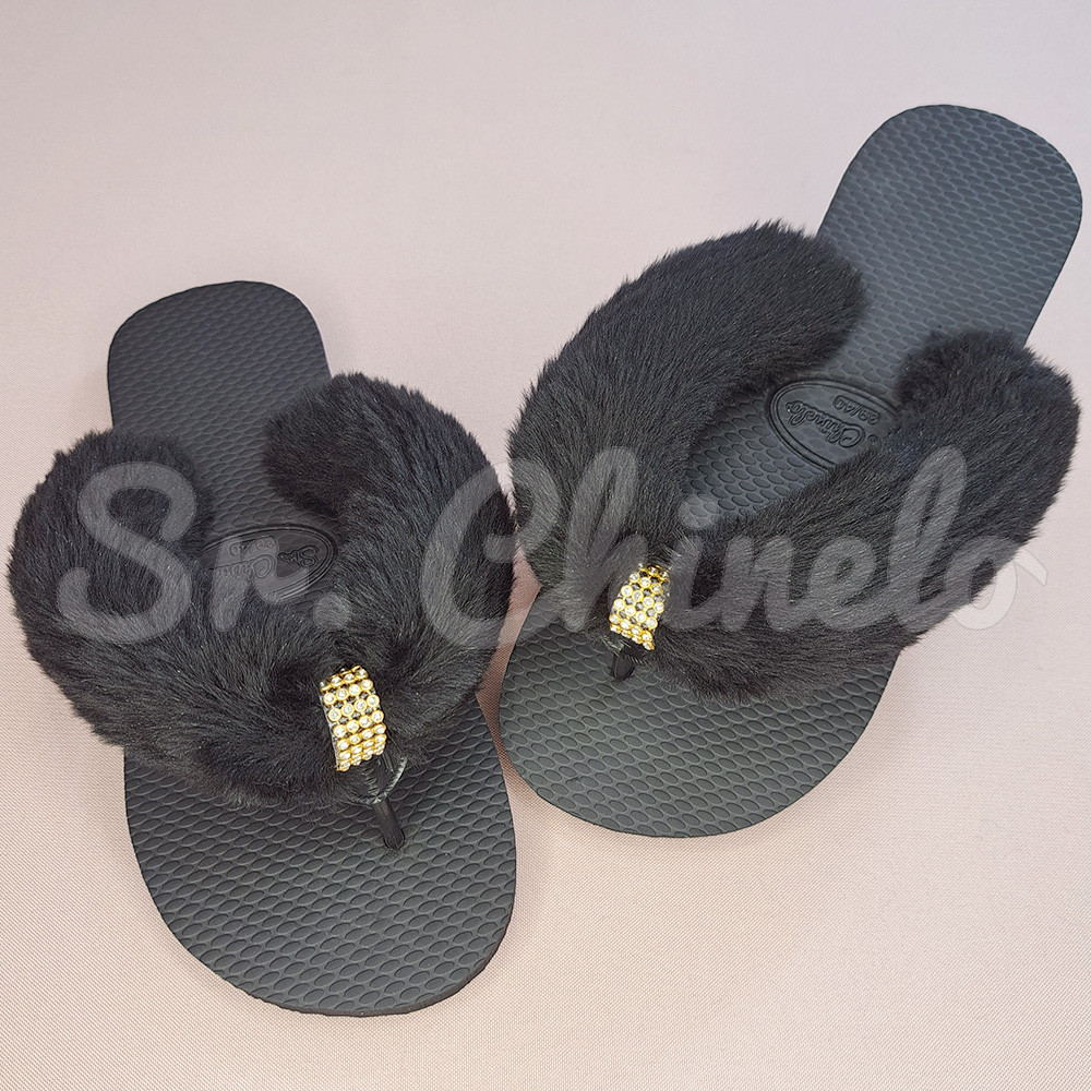 Kit Chinelufa Tiras Encapadas, Preto