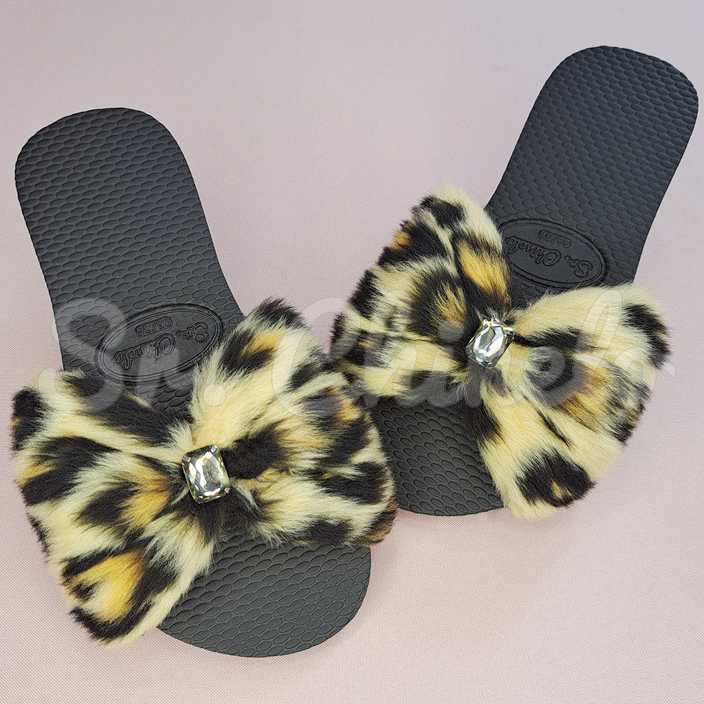 Kit Pantufa Slide Laço, Guepardo