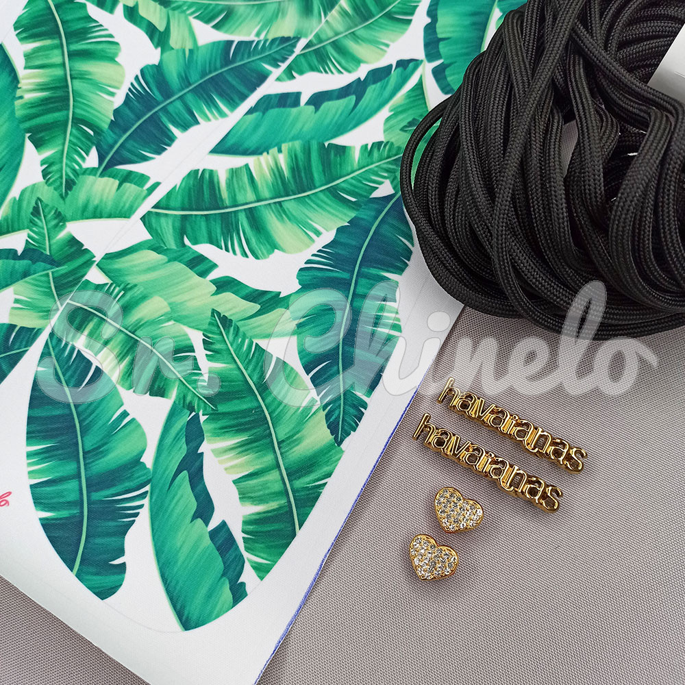 Kit Customização Completo - Modelo Inspiração DG com Lonita, Piercings e Cordão de Poliéster - Folhagem