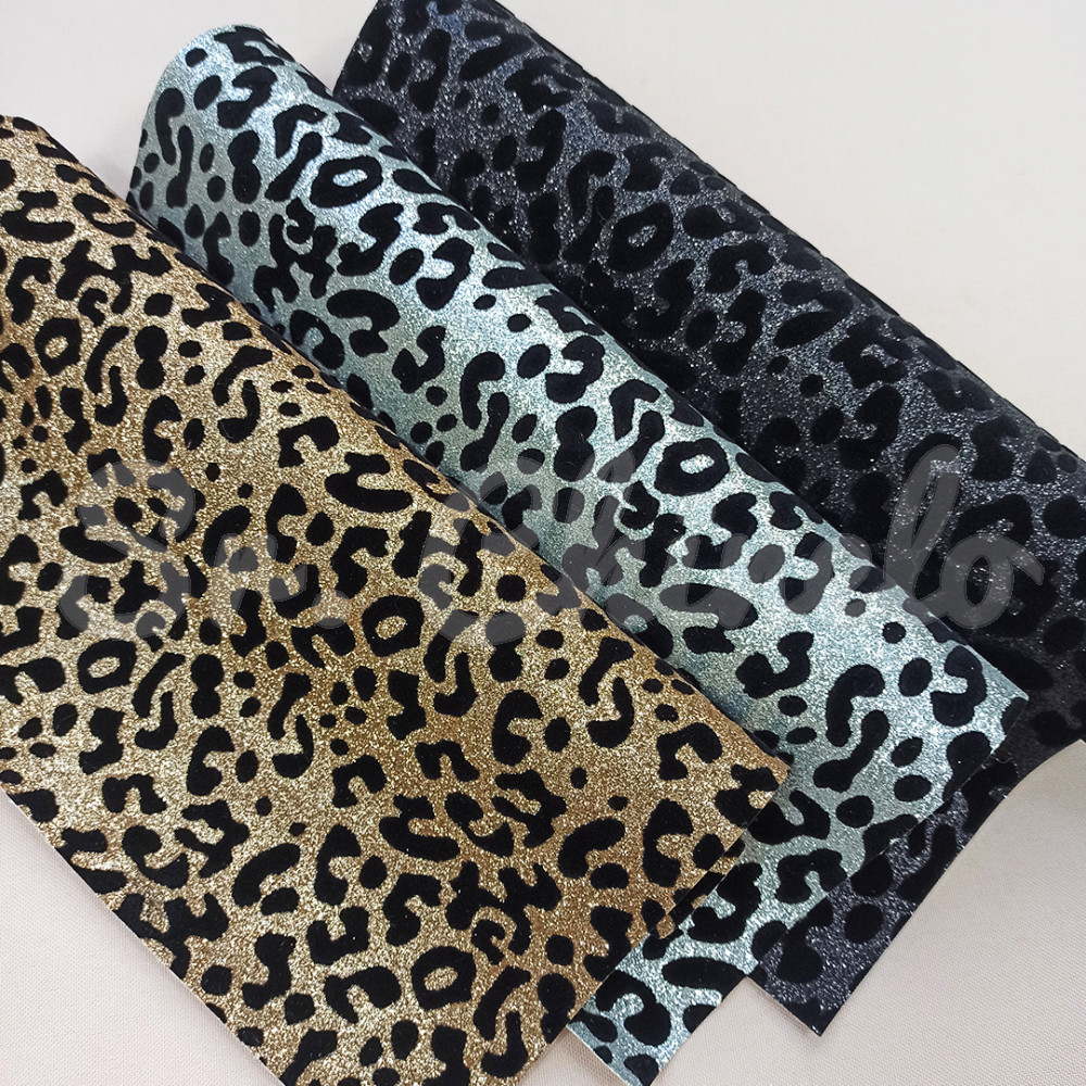 Lonita Glitter Fino Flocado, Onça, Preto