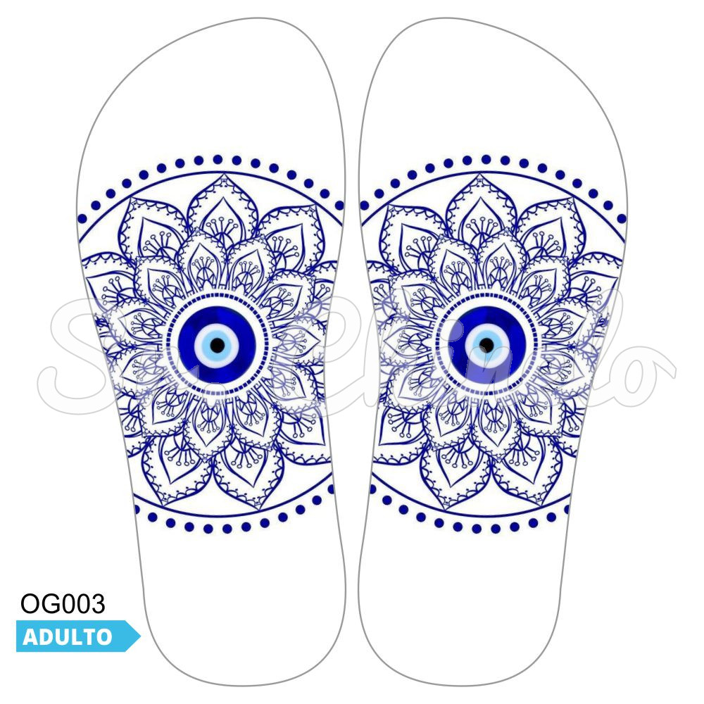 Lonita Sublimada, Olho Grego, Branco/Azul Royal