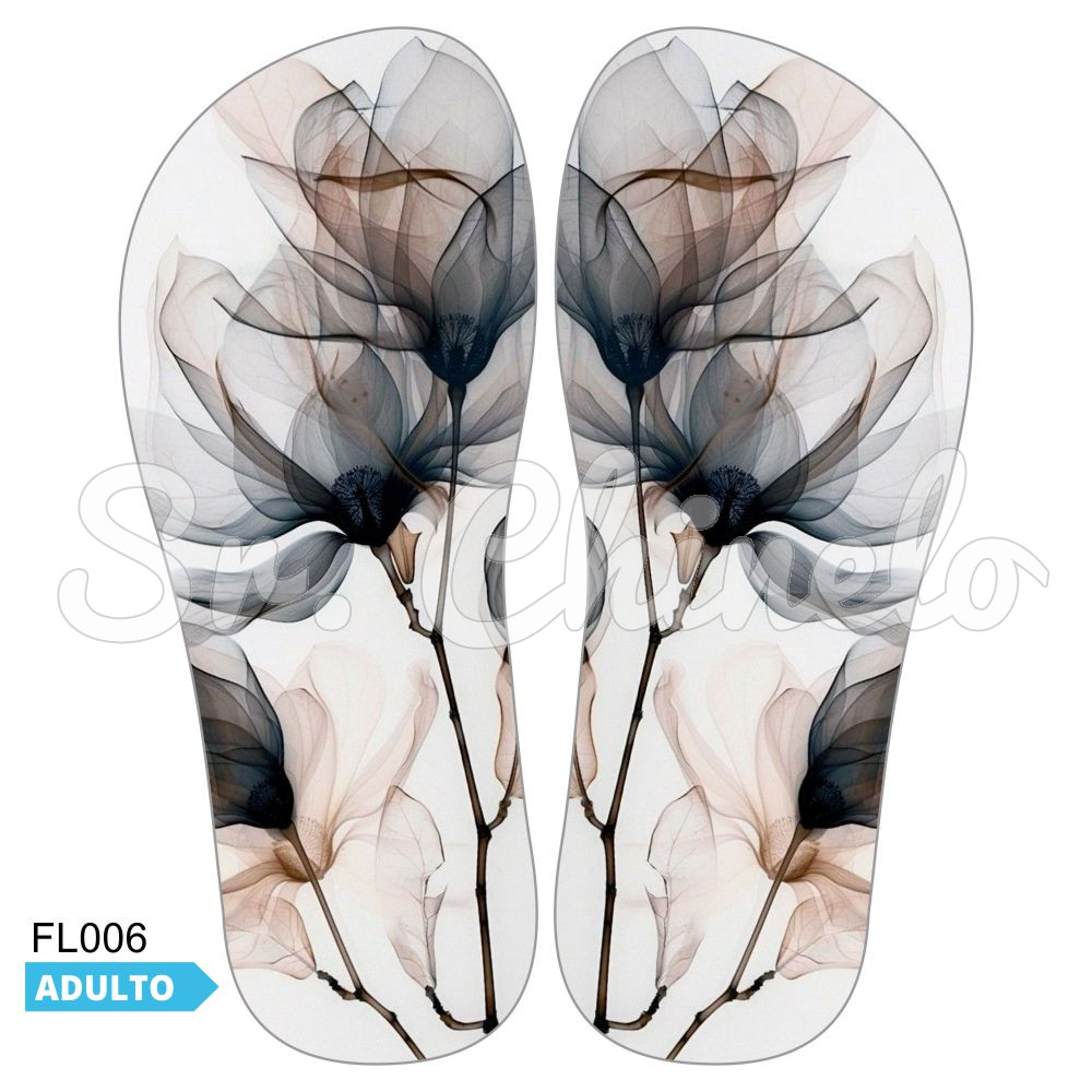 Lonita Sublimada, Floral, Preto/Branco