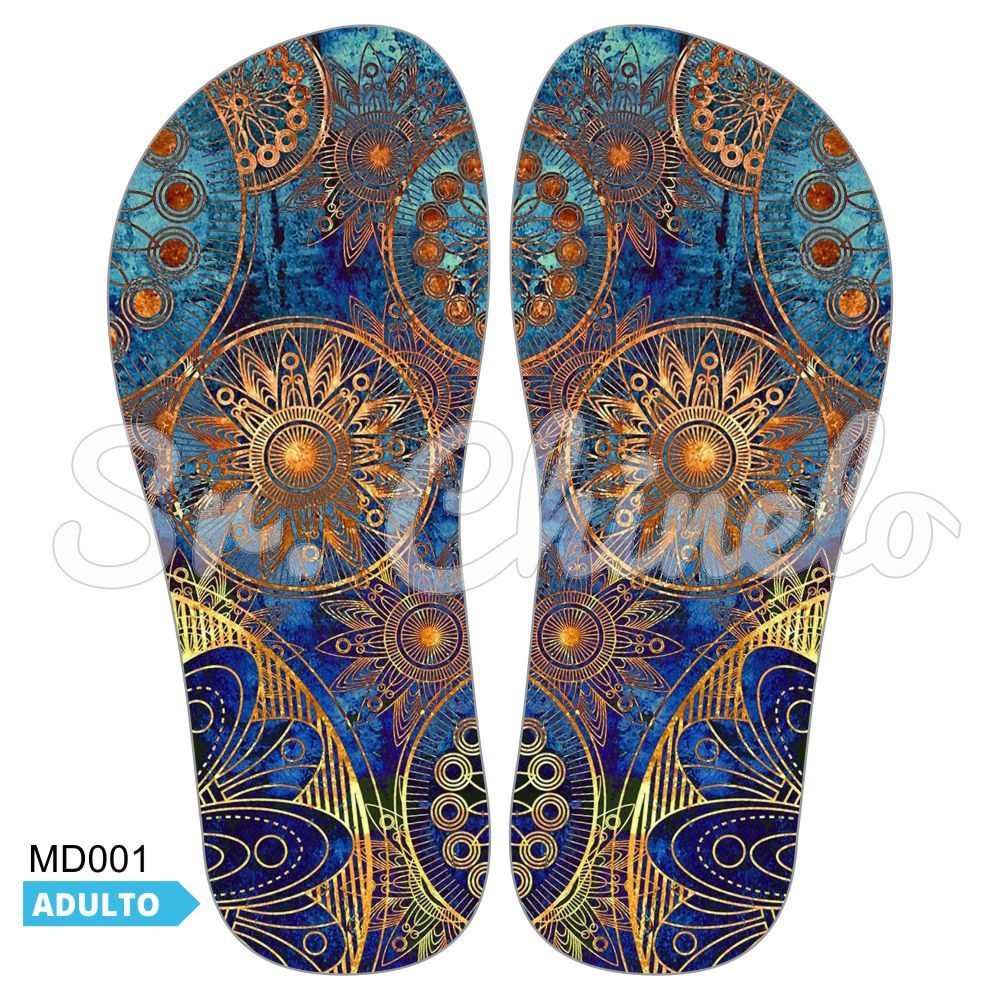 Lonita Sublimada, Mandala, Dourado/Azul