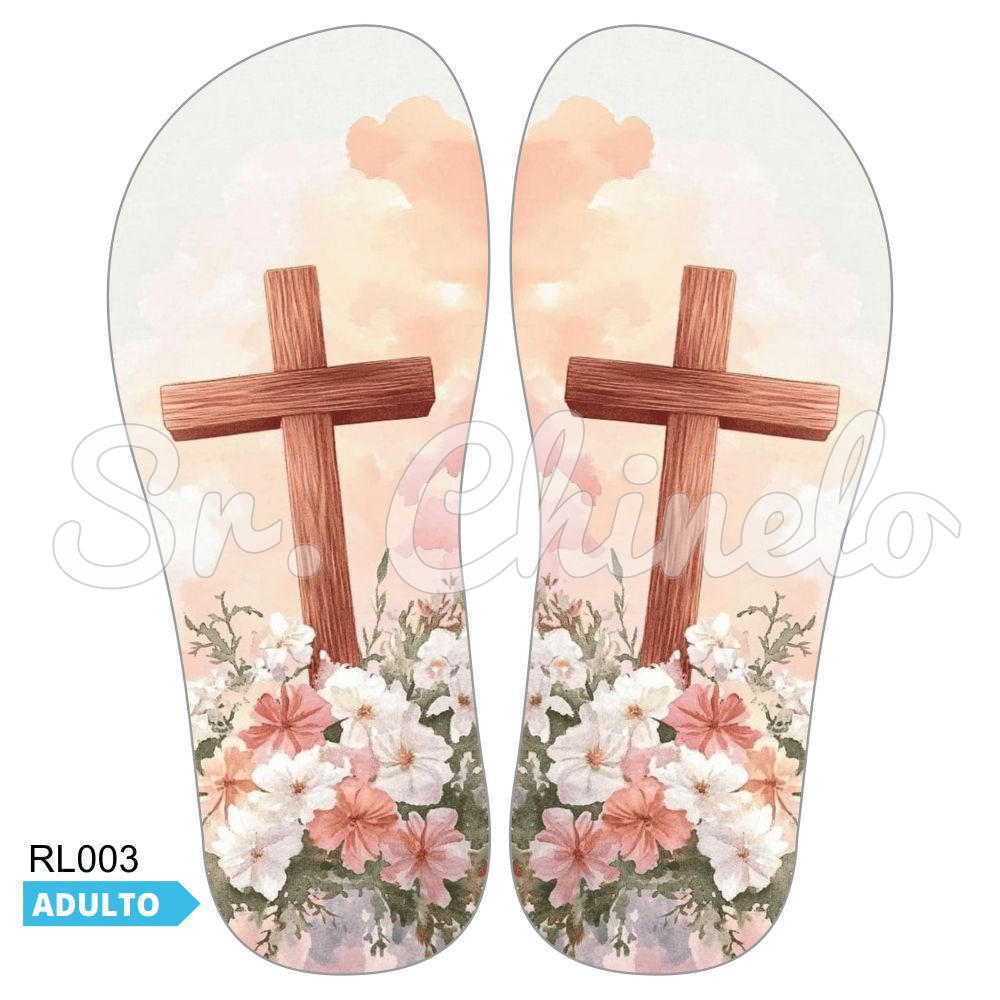 Lonita Sublimada, Cruz Floral, Marrom/Rosa /Verde
