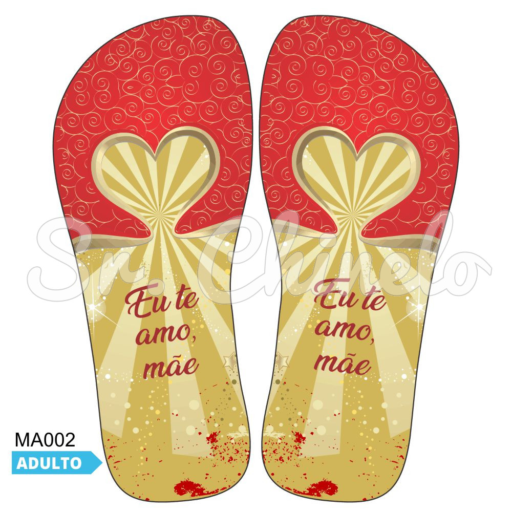Lonita Sublimada, Coração Eu te Amo Mãe, Vermelho/Dourado