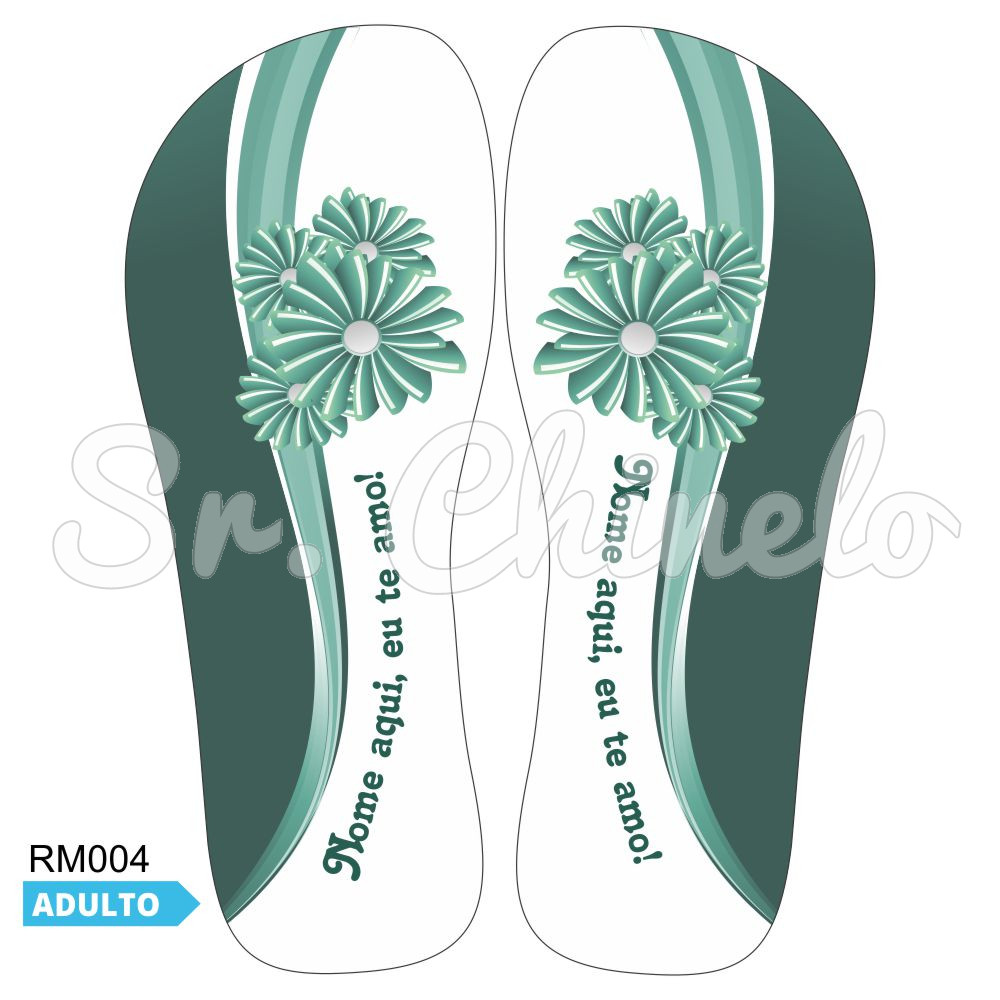 Lonita Sublimada, Adulto, Personalizada Nome, Flor, Verde/Branco