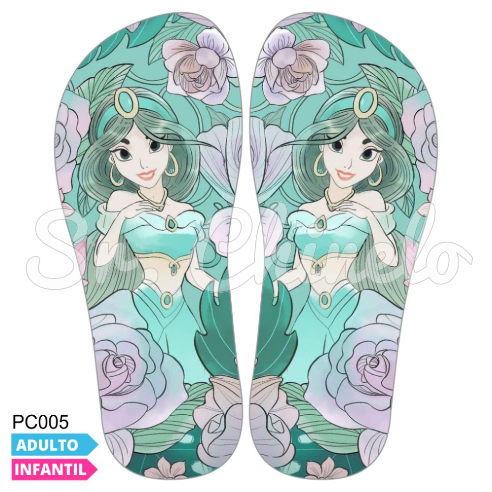 Lonita Sublimada, Floral Princesa Jasmine, Verde/Roxo