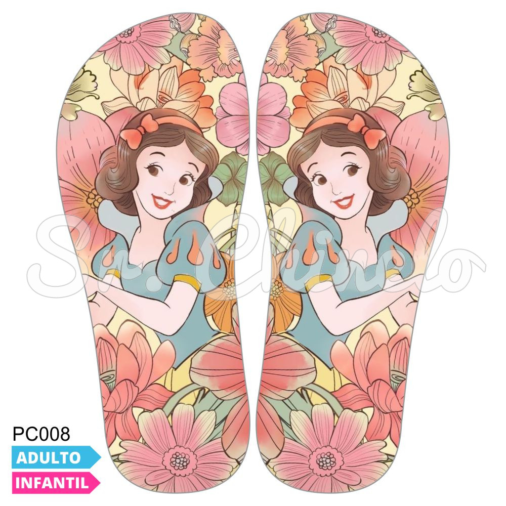 Lonita Sublimada, Floral Princesa Branca de Neve, Azul/Laranja