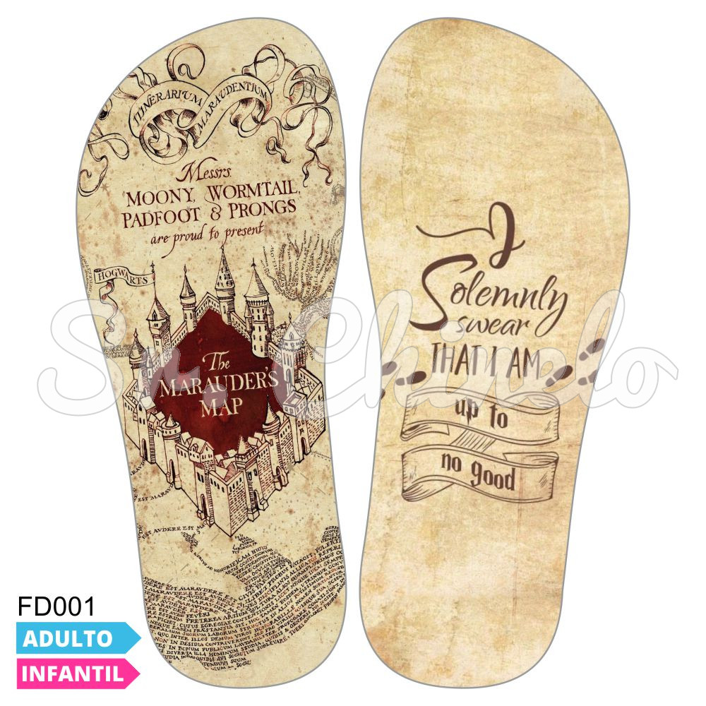 Lonita Sublimada, Harry Potter Mapa do Maroto, Bege/Vinho