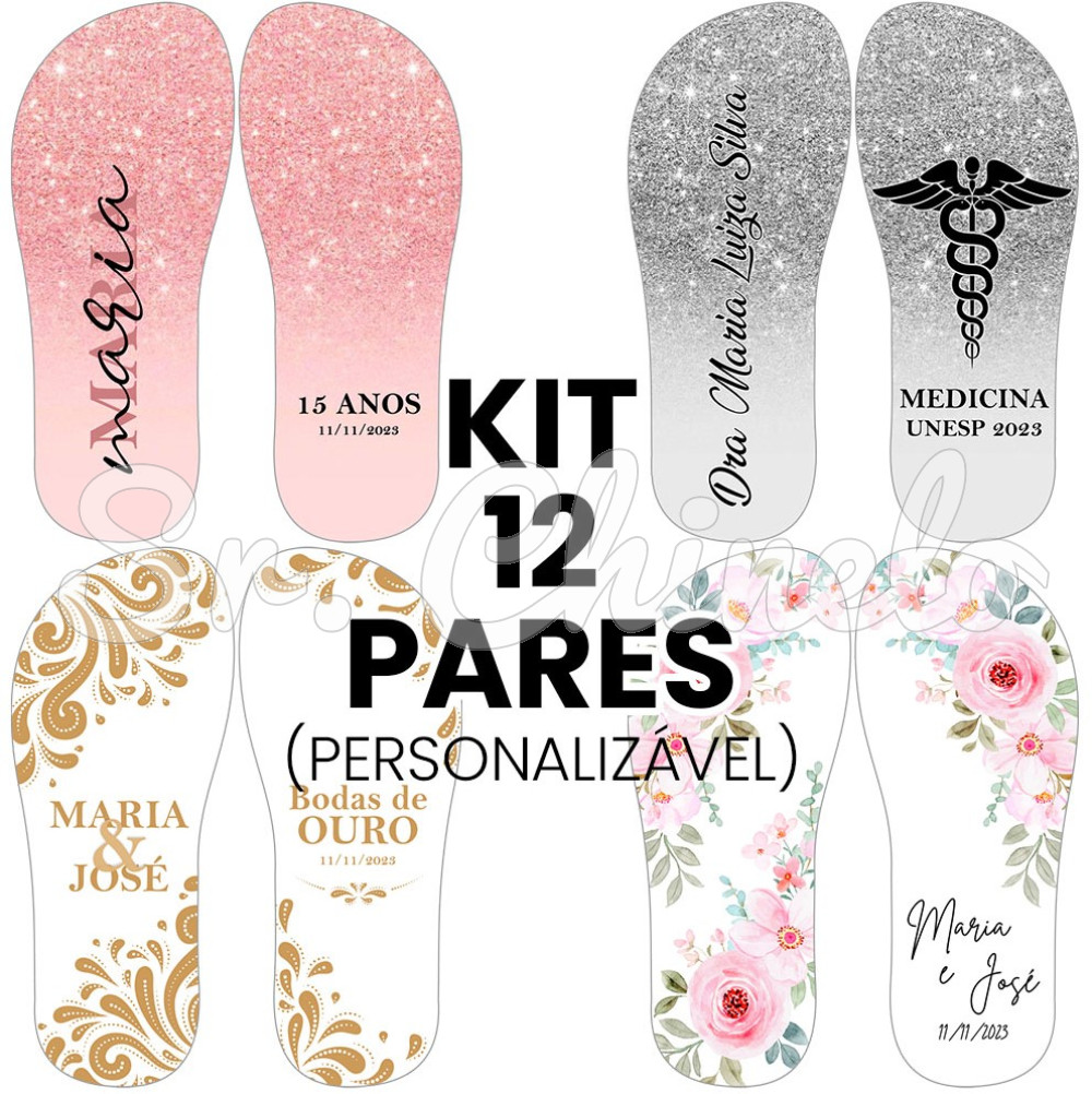 Kit 12 Pares Lonitas Sublimadas Personalizável (estampa exclusiva, material e tamanhos a escolher)