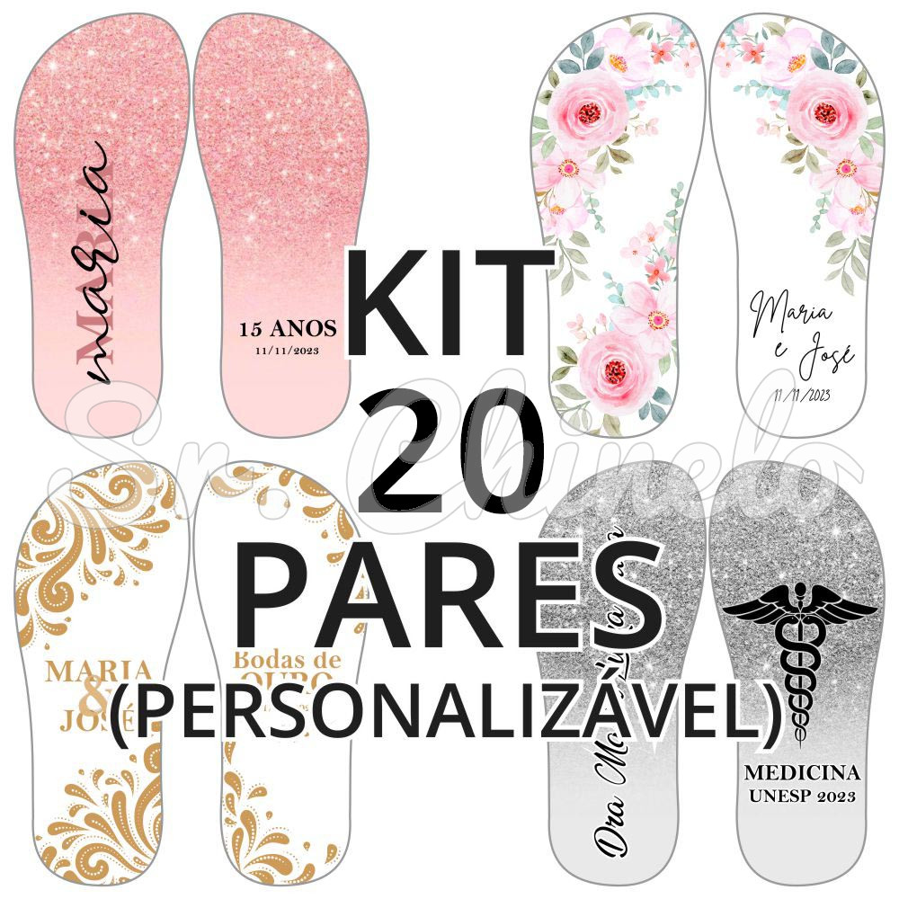 Kit 20 Pares Lonitas Sublimadas Personalizável (estampa exclusiva, material e tamanhos a escolher)