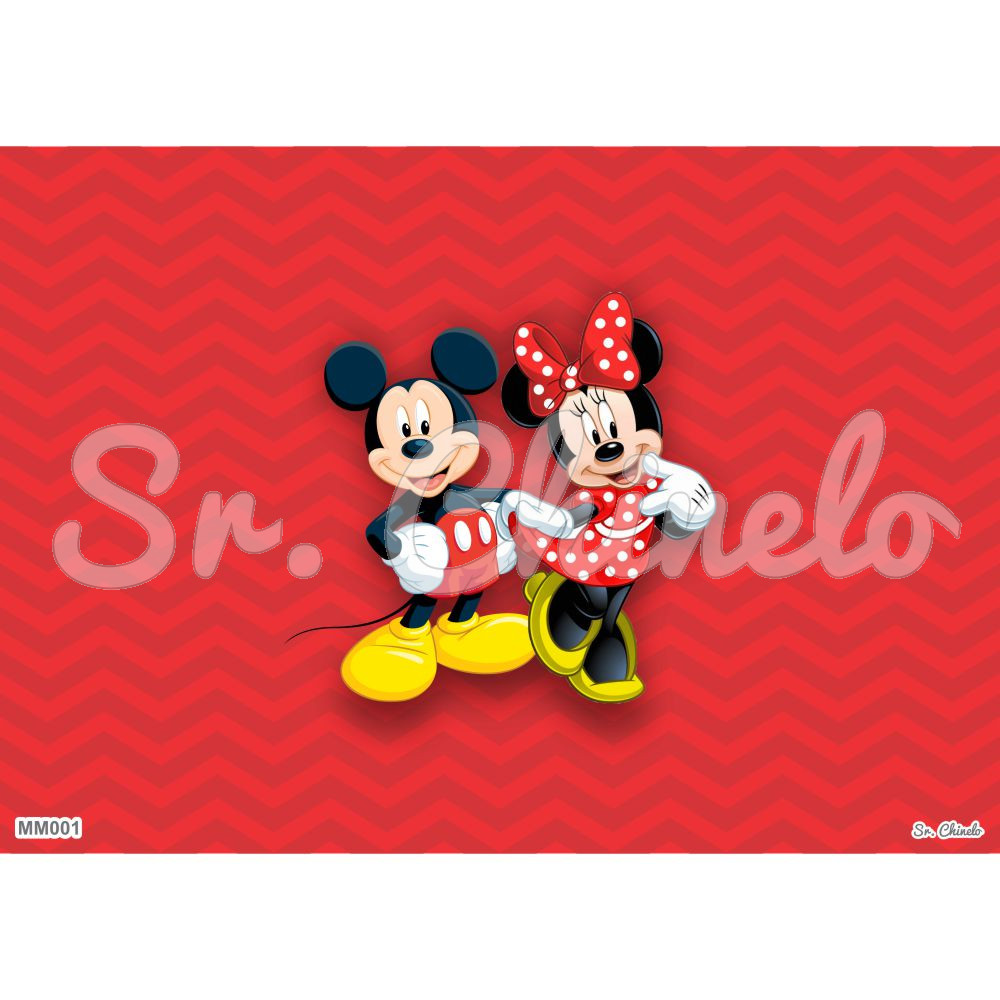 Estampa Sublimada, Mickey e Minnie, Vermelho/Preto