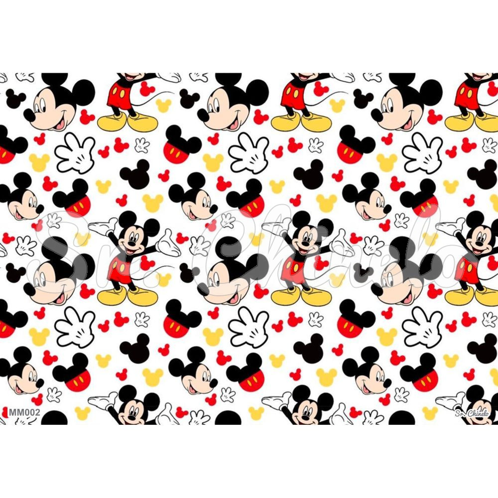 Estampa Sublimada, Mickey Mouse, Branco/Vermelho/Preto