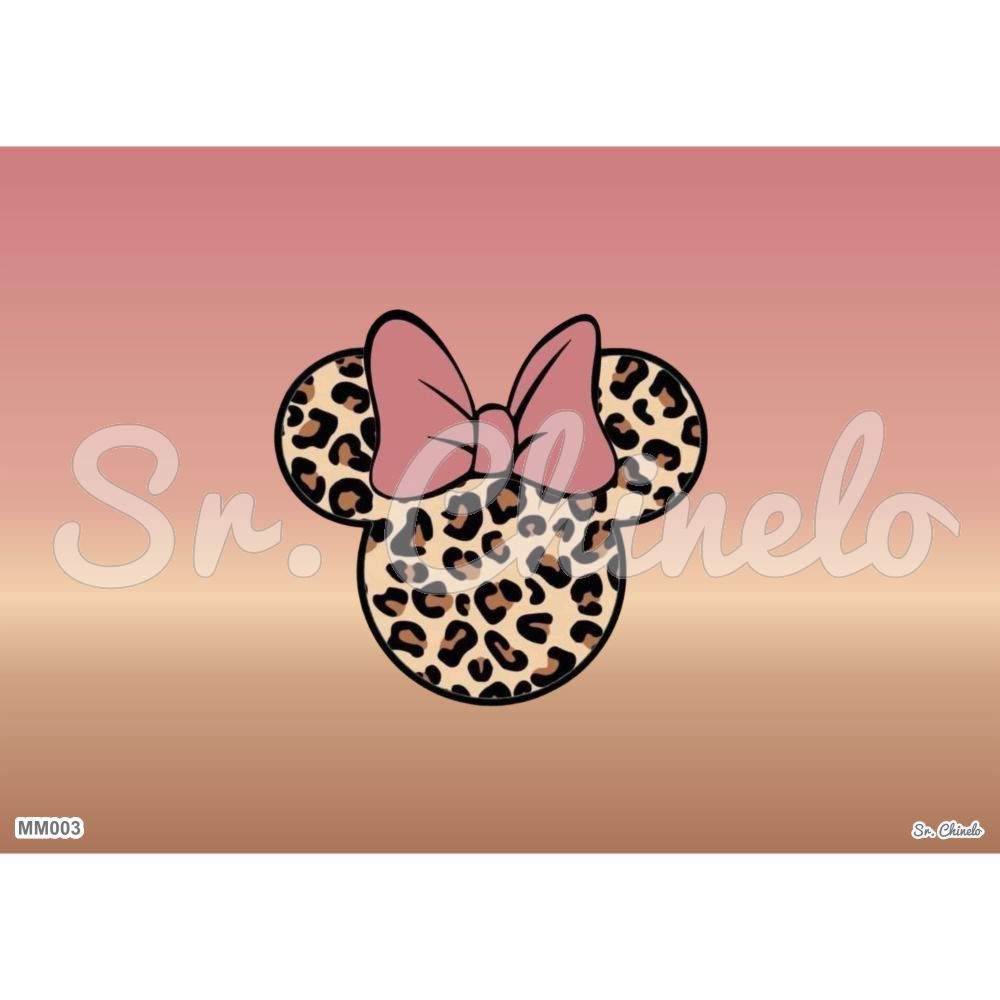 Estampa Sublimada, Minnie Onça, Rosa/Marrom