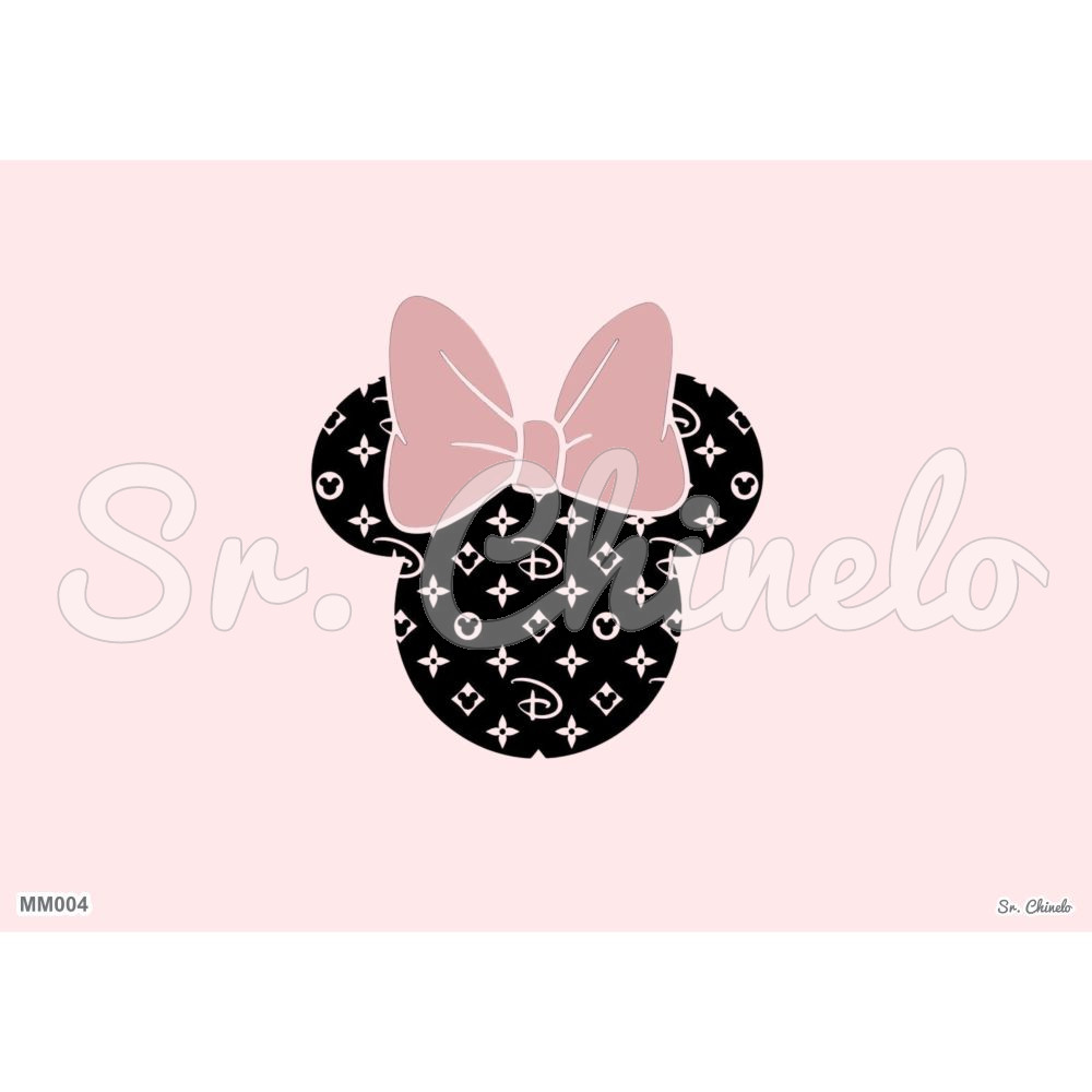 Estampa Sublimada, Minnie Disney, Rosa/Preto