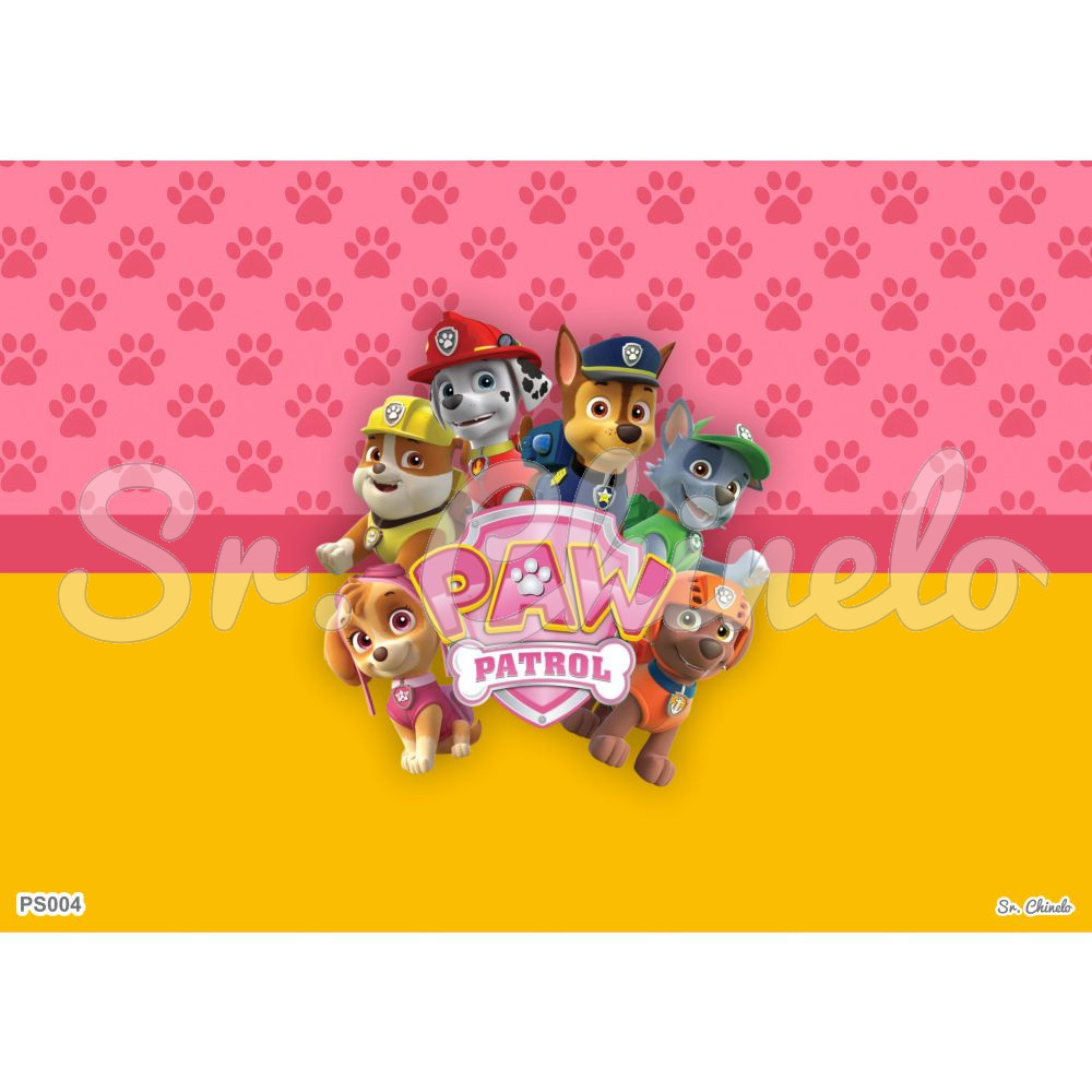 Estampa Sublimada, Patrulha Canina, Rosa/Amarelo