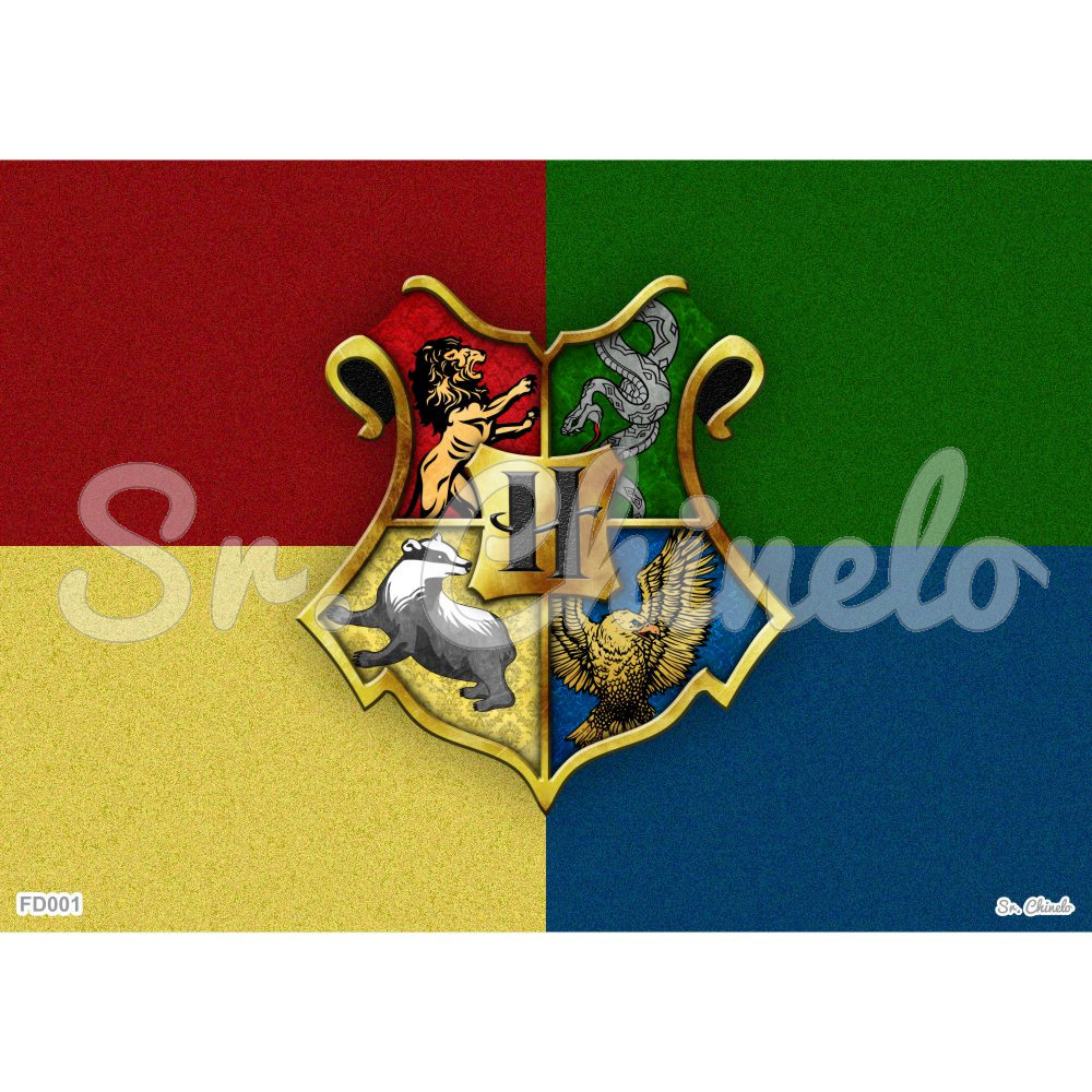 Estampa Sublimada, Harry Potter Hogwarts, Vermelho/Verde/ Amarelo/Azul