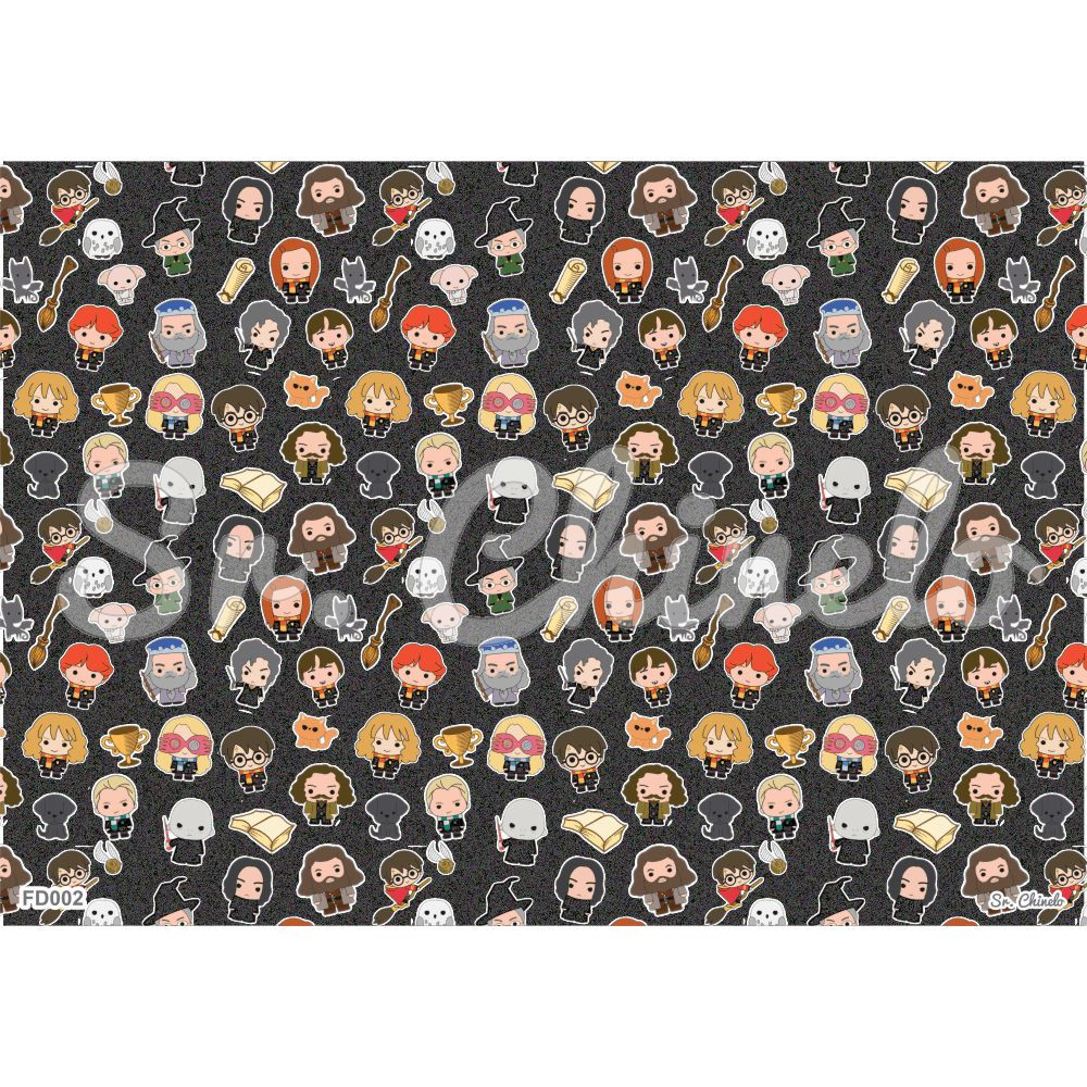Estampa Sublimada, Harry Potter Personagens, Preto/Colorido