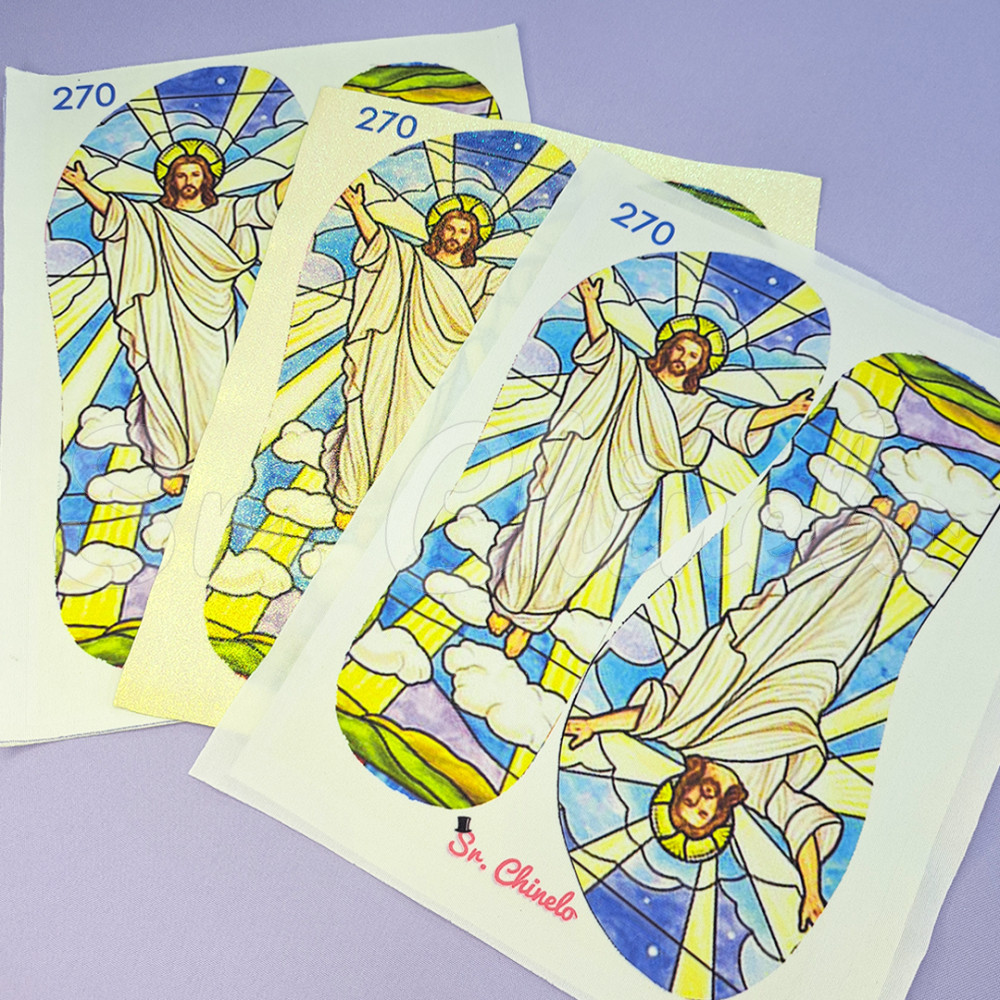 Lonita Sublimada, Jesus Vitral, Azul/Branco/Amarelo
