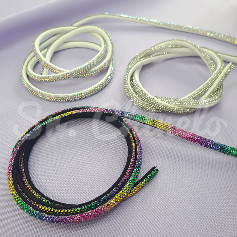 Tubo de Strass Meia Cana, 08mm, Cristal