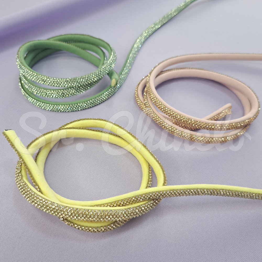 Tubo de Strass Meia Cana, 08mm, Verde Pistache/Cristal