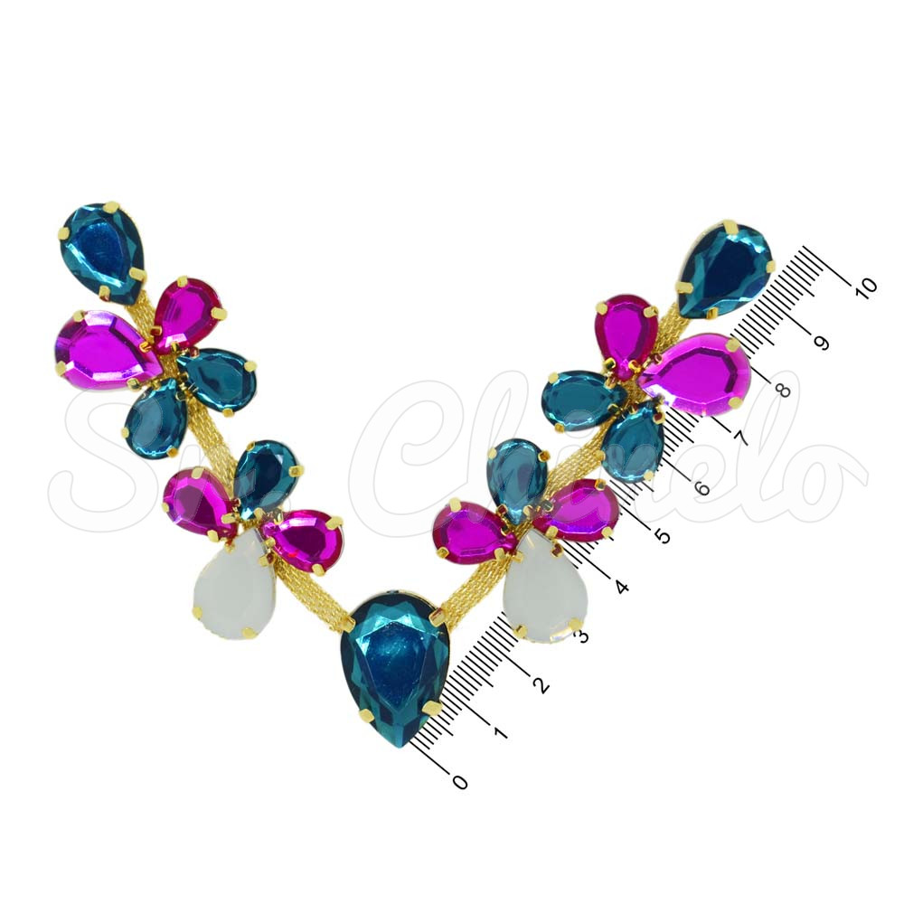 Cabedal Mel, Banhado, Turquesa/Pink/Branco Opal