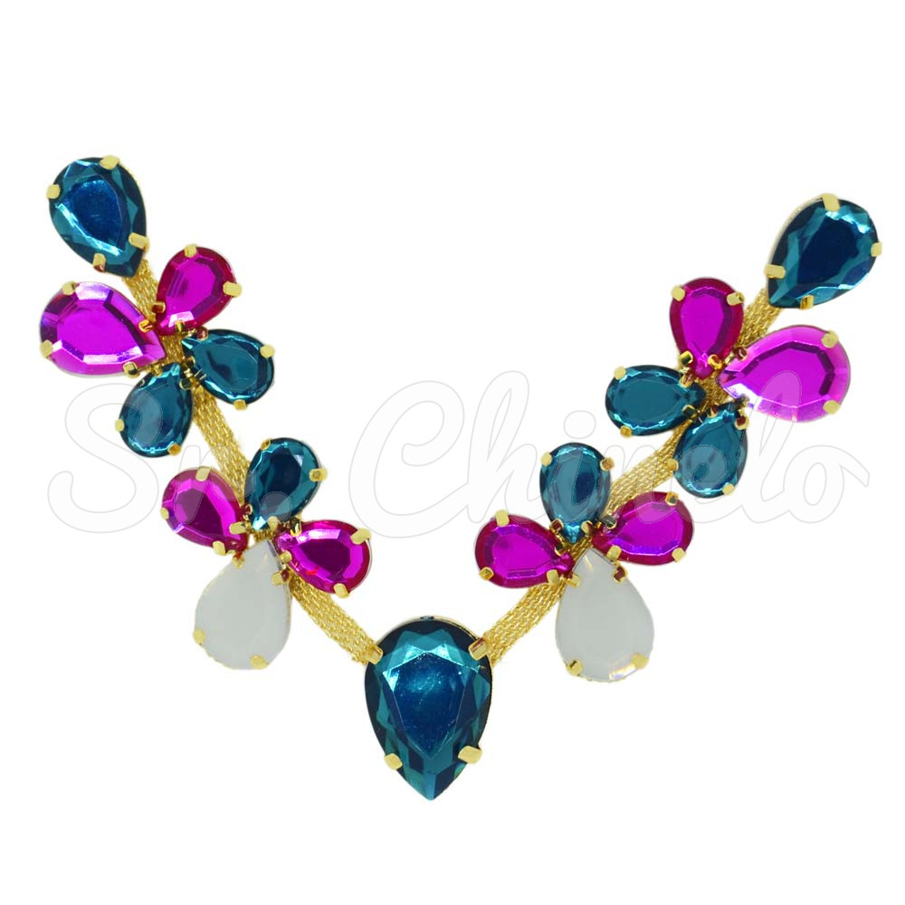 Cabedal Mel, Banhado, Turquesa/Pink/Branco Opal