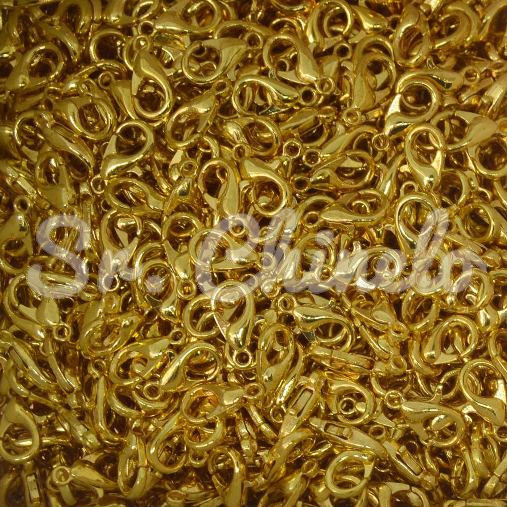 Fecho Lagosta de Metal, 10mm, Ouro